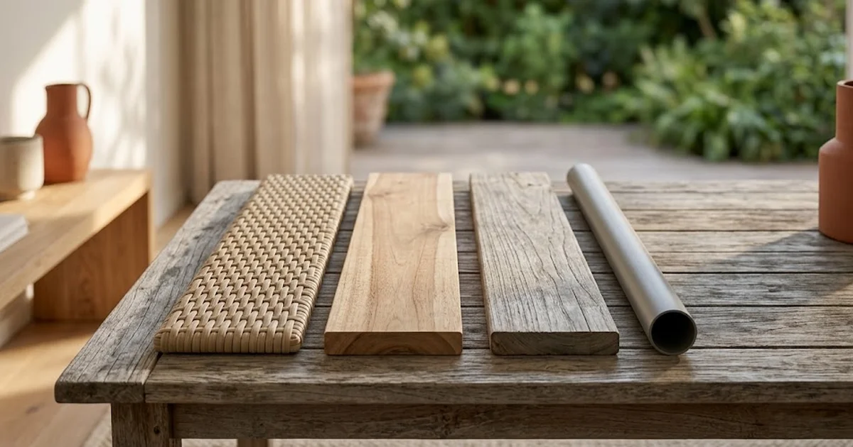 Résine, acacia, teck, acier : le match des matières outdoor