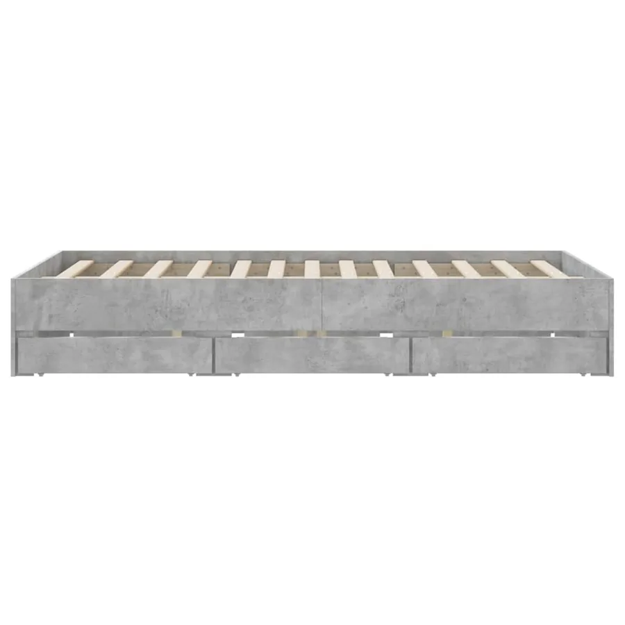 Cadre de lit avec tiroirs sans matelas gris béton 140x190 cm - 7