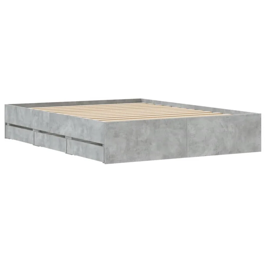 Cadre de lit avec tiroirs sans matelas gris béton 140x190 cm - 8