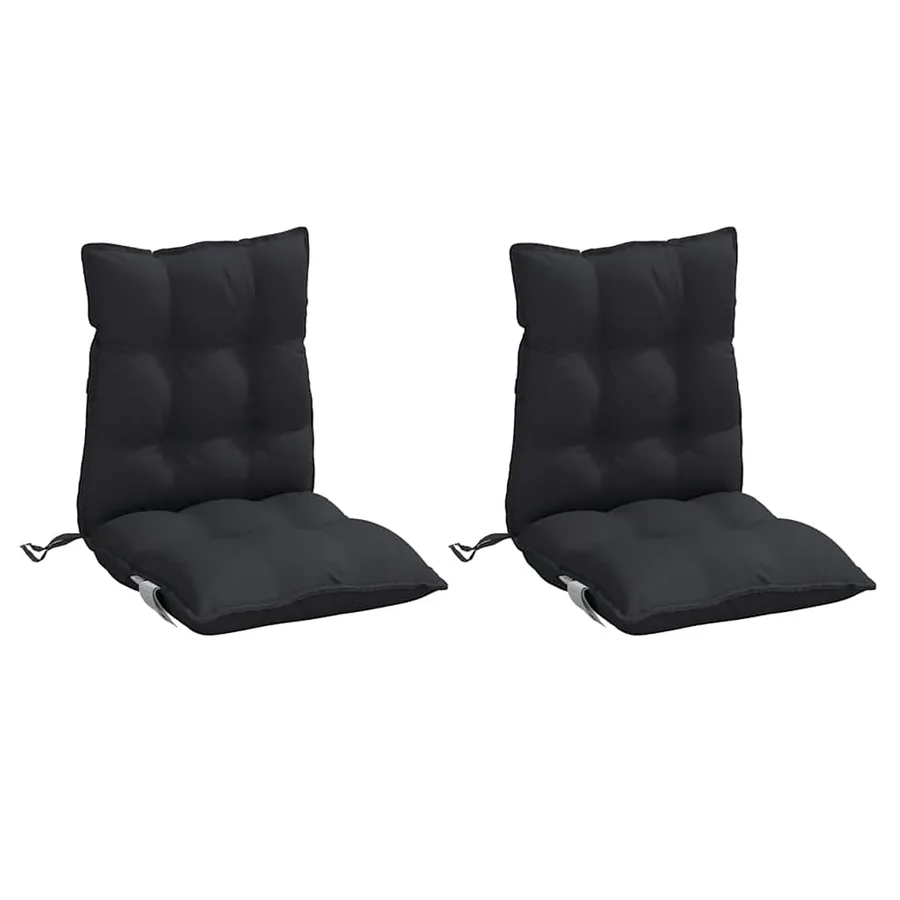 Coussins de chaise à dossier bas lot de 2 noir tissu oxford - 3