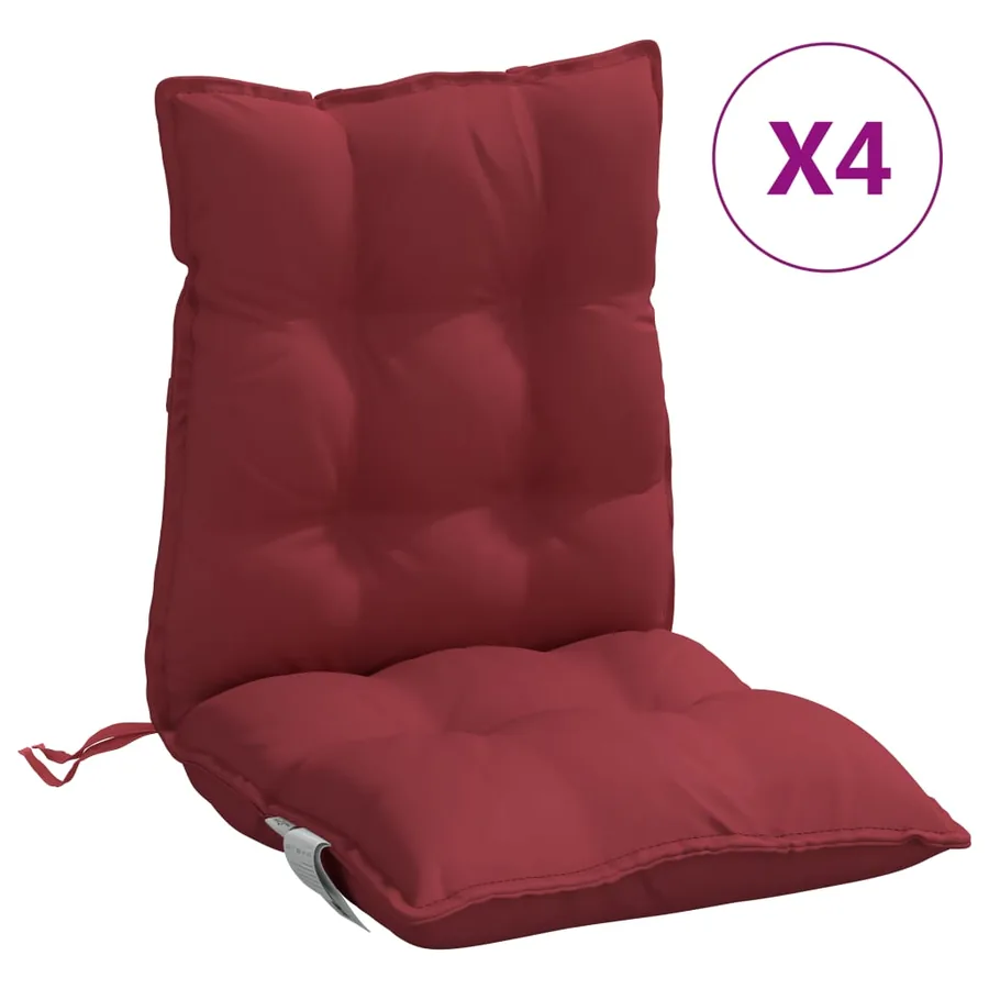 Coussins de chaise à dossier bas lot de 4 rouge bordeaux - 2