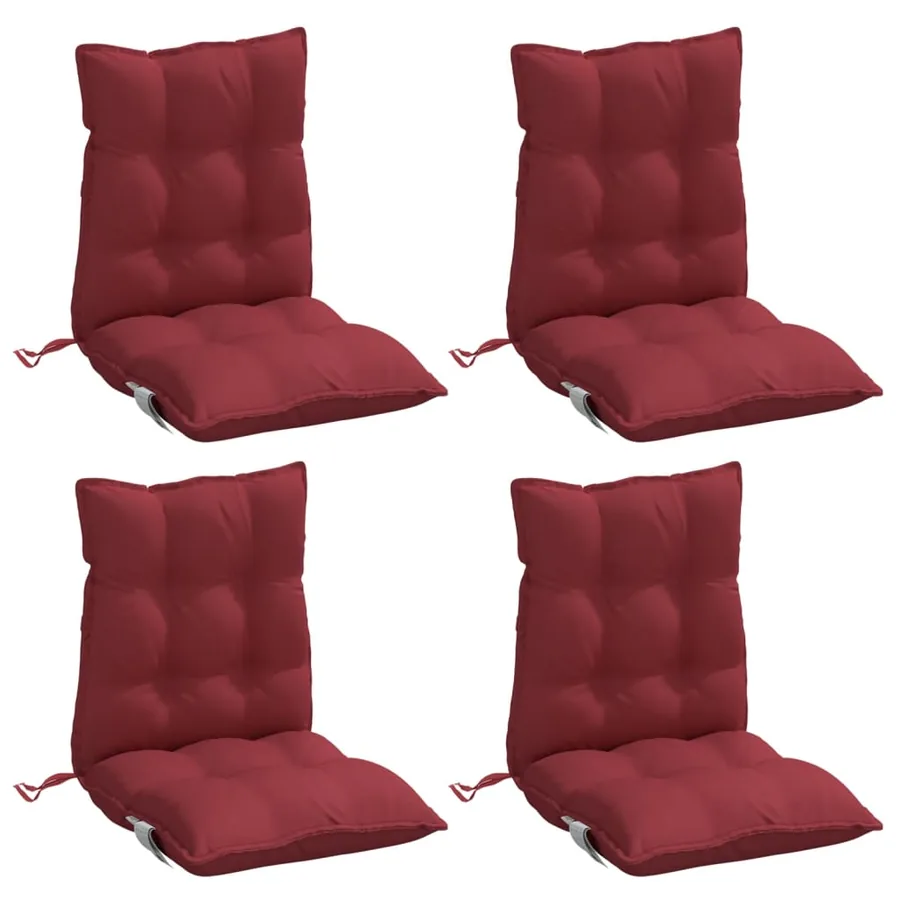 Coussins de chaise à dossier bas lot de 4 rouge bordeaux - 3