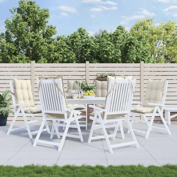 Coussins de chaise à dossier haut lot de 6 crème tissu oxford