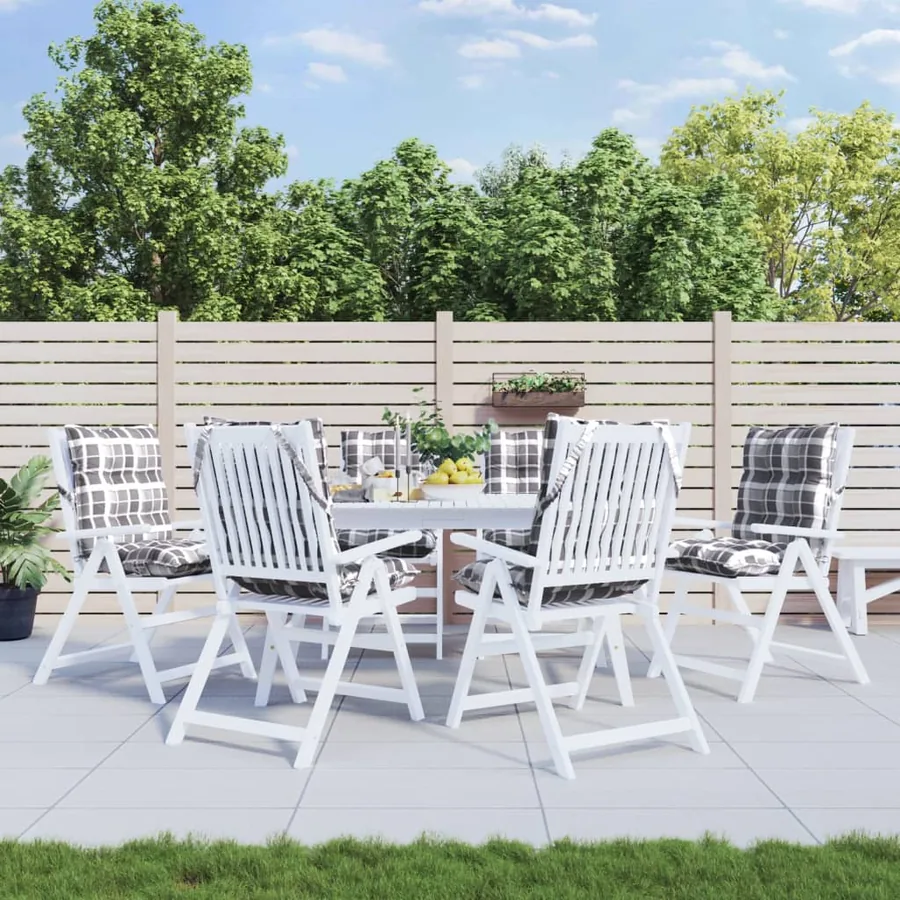 Coussins de chaise à dossier bas lot de 6 motif à carreaux gris