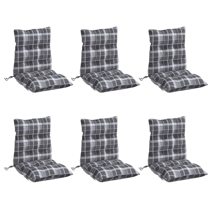 Coussins de chaise à dossier bas lot de 6 motif à carreaux gris - 3