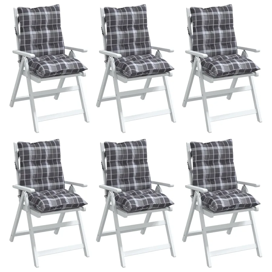 Coussins de chaise à dossier bas lot de 6 motif à carreaux gris - 4
