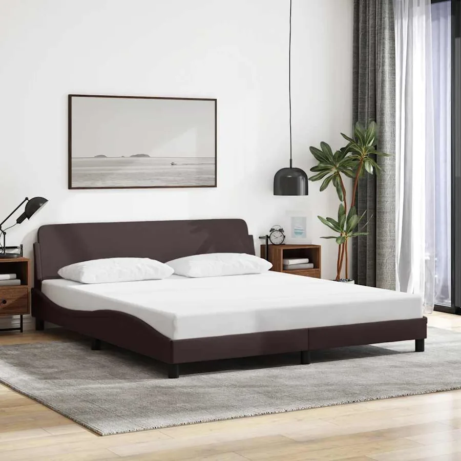 Cadre de lit Dover marron foncé 160x200 cm tissu