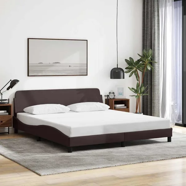 Cadre de lit Dover marron foncé 160x200 cm tissu