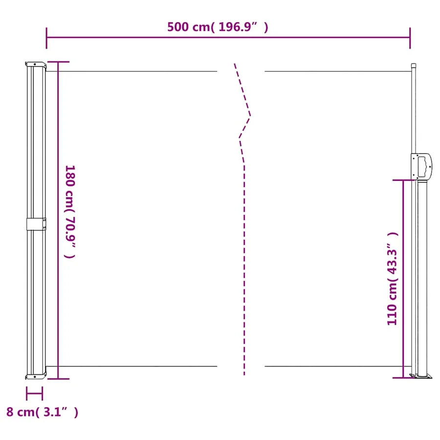Auvent latéral rétractable anthracite 180x500 cm - 11