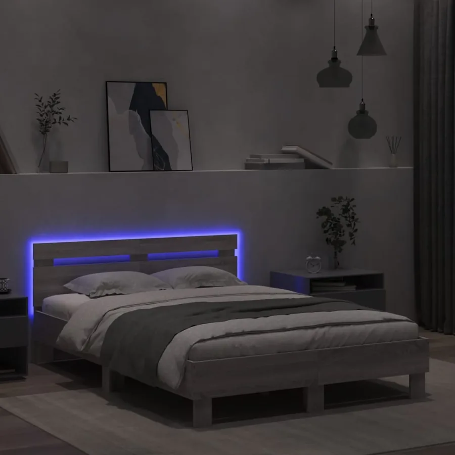 Cadre de lit avec LED sans matelas sonoma gris 120x200 cm - 4
