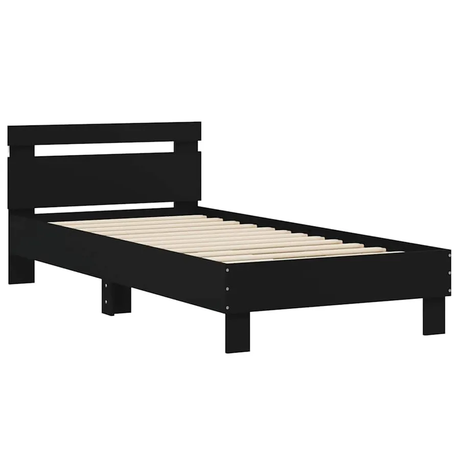 Cadre de lit sans matelas avec lumières LED noir 75x190 cm - 3