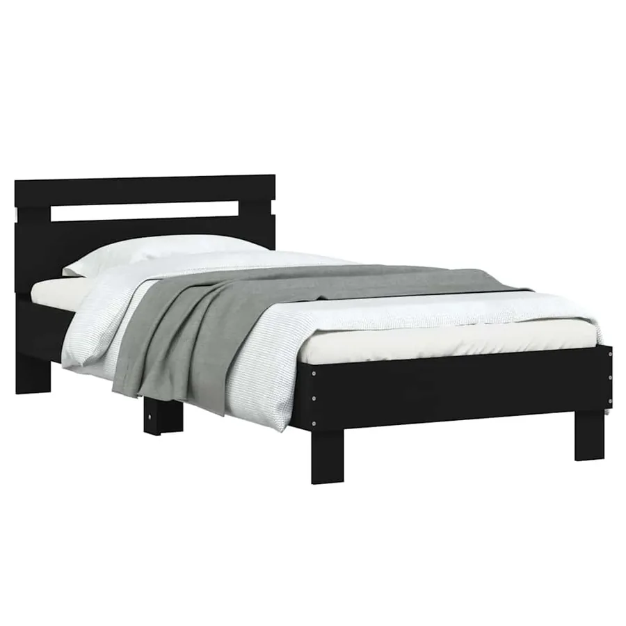 Cadre de lit sans matelas avec lumières LED noir 75x190 cm - 6