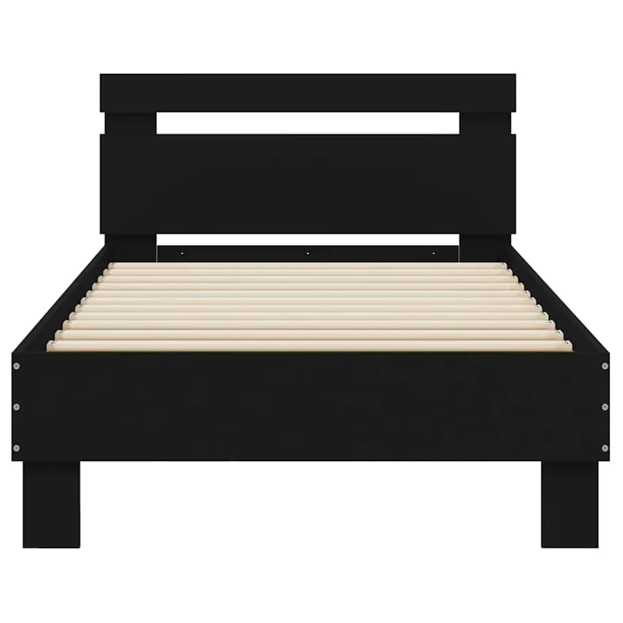 Cadre de lit sans matelas avec lumières LED noir 75x190 cm - 7