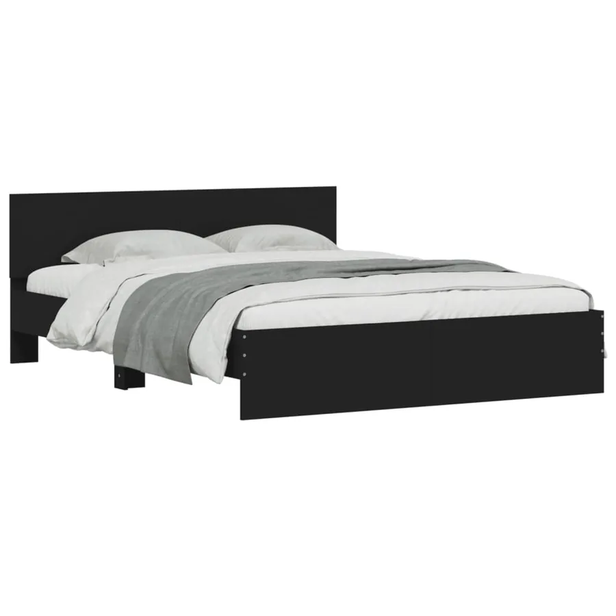 Cadre de lit avec LED sans matelas noir 150x200 cm - 3
