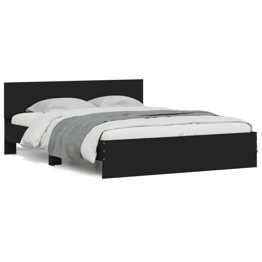 Cadre de lit avec LED sans matelas noir 150x200 cm - 5