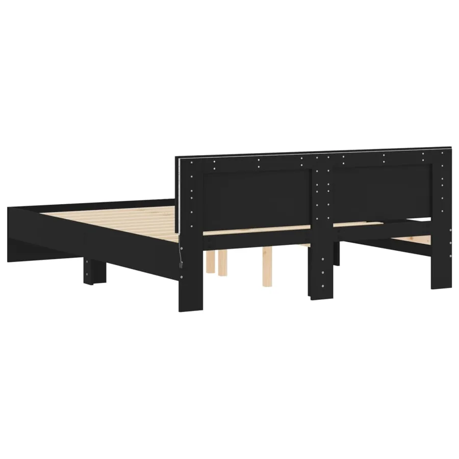 Cadre de lit avec LED sans matelas noir 150x200 cm - 9