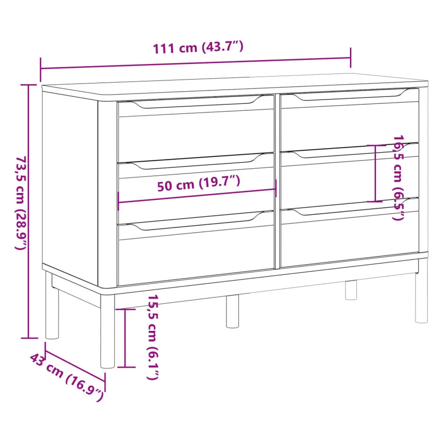 Commode FLORO blanc bois de pin massif - 10