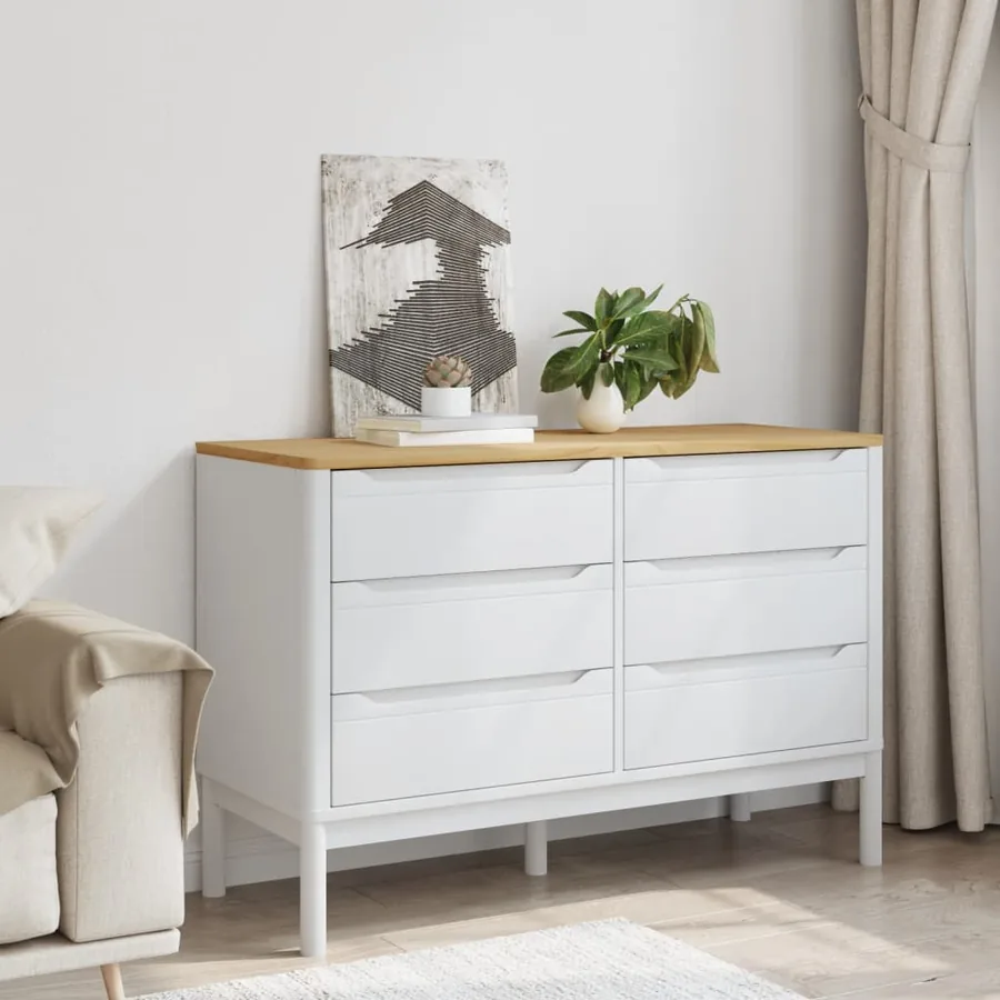 Commode FLORO blanc bois de pin massif - 3