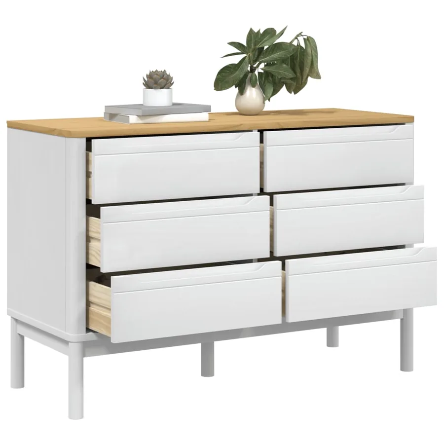 Commode FLORO blanc bois de pin massif - 4