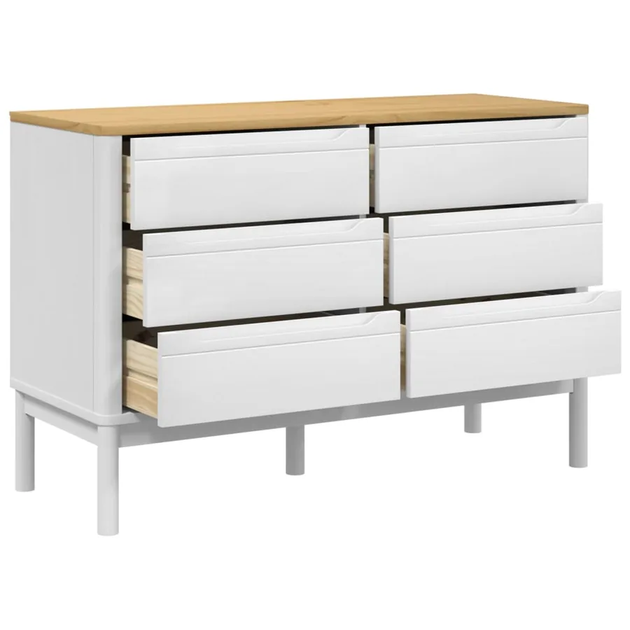 Commode FLORO blanc bois de pin massif - 8