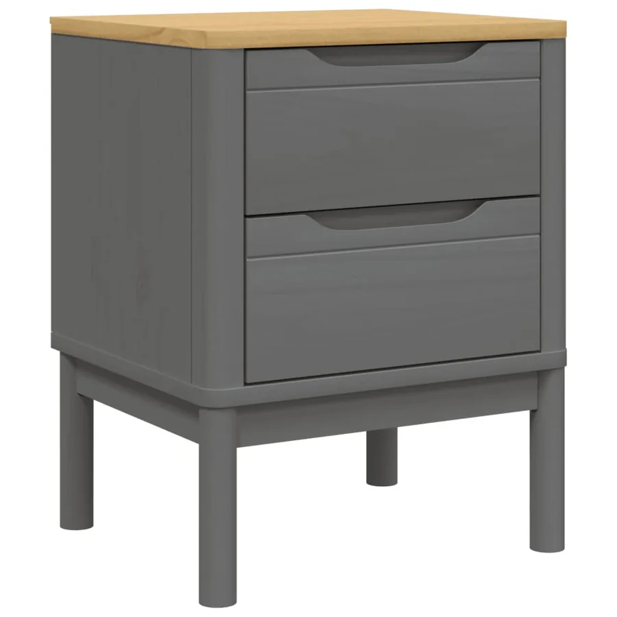 Table de chevet FLORO gris 45x39x57 cm bois de pin massif - 2