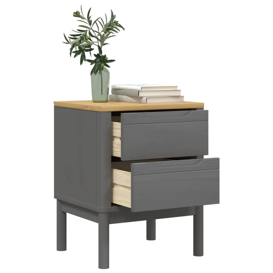 Table de chevet FLORO gris 45x39x57 cm bois de pin massif - 4