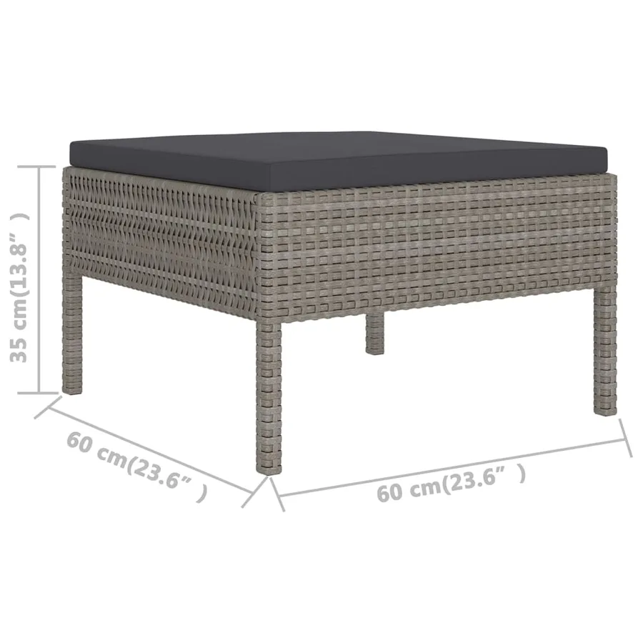 Salon de jardin 6 pcs avec coussins résine tressée gris - 6