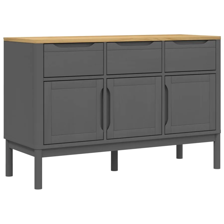 Buffet FLORO gris 114x43x74 cm bois massif de pin - 2