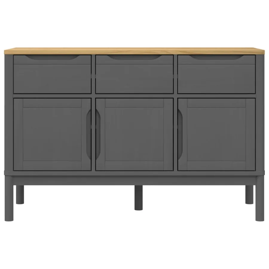 Buffet FLORO gris 114x43x74 cm bois massif de pin - 5