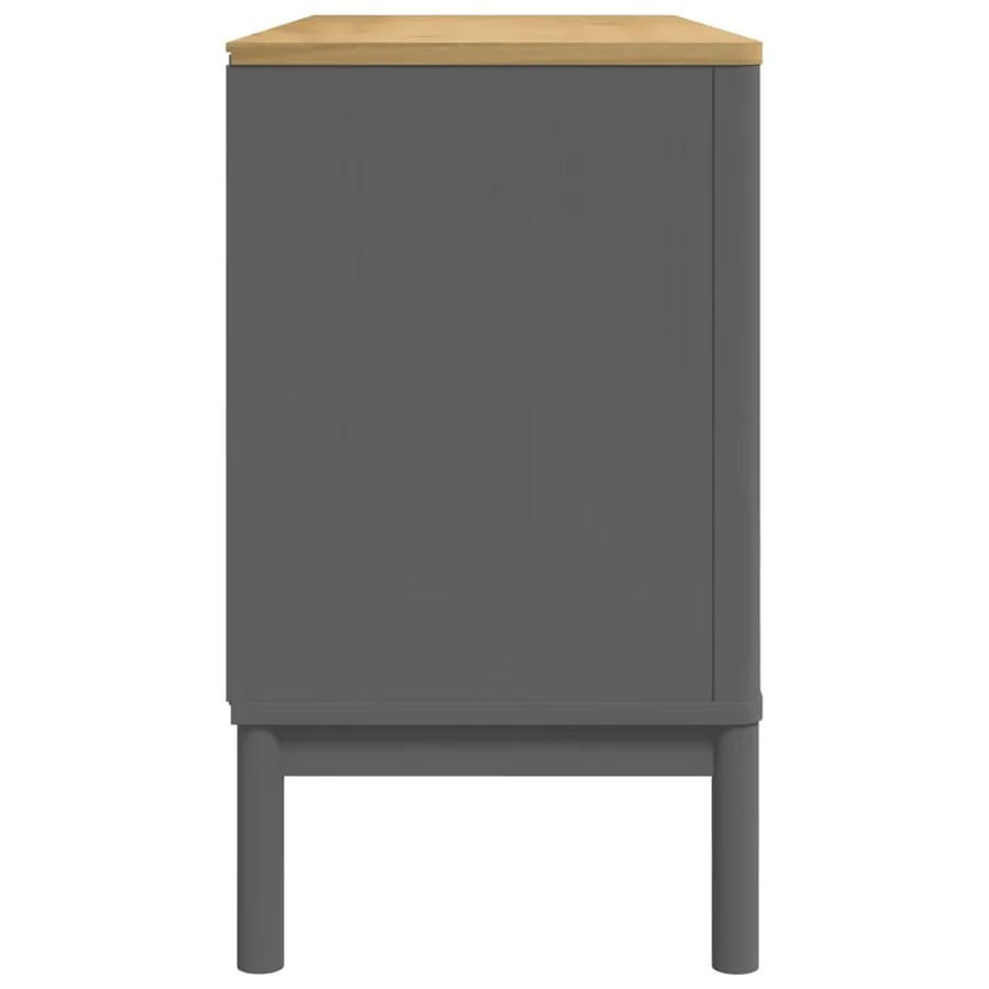 Buffet FLORO gris 114x43x74 cm bois massif de pin - 6