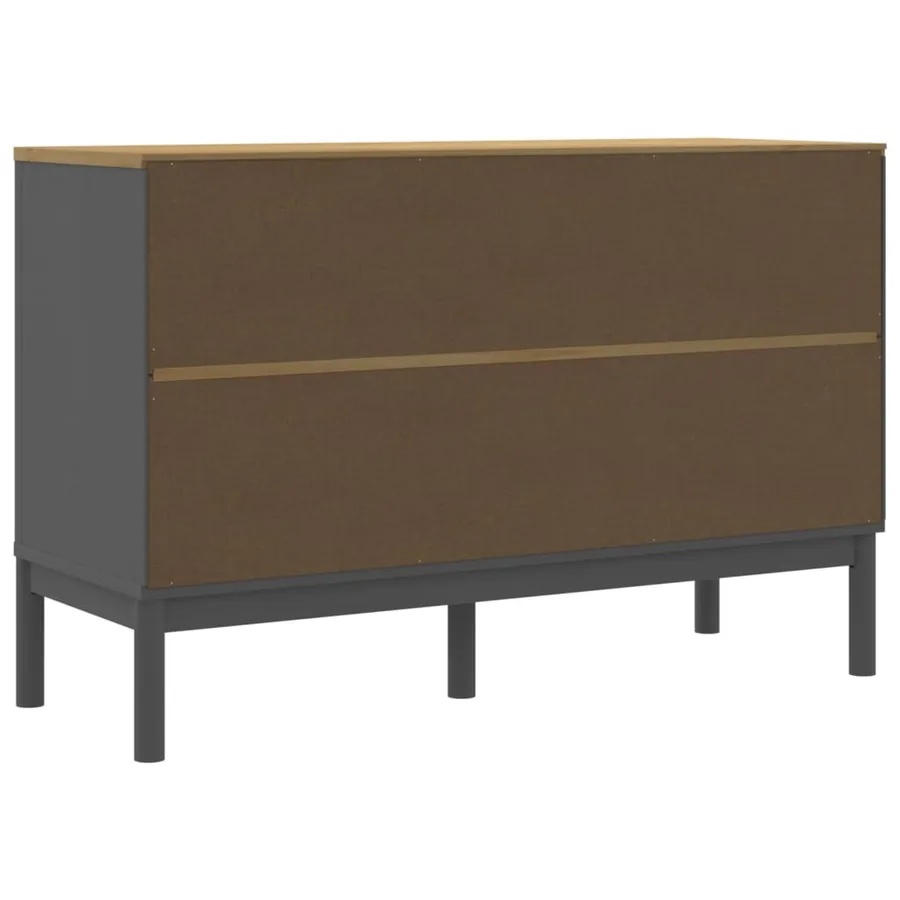 Buffet FLORO gris 114x43x74 cm bois massif de pin - 7