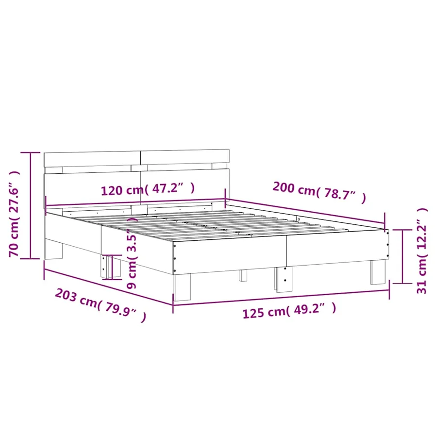 Cadre de lit avec LED sans matelas blanc 120x200 cm - 16