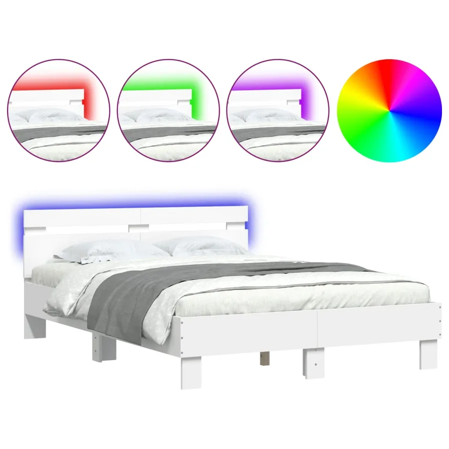 Cadre de lit avec LED sans matelas blanc 120x200 cm - 2