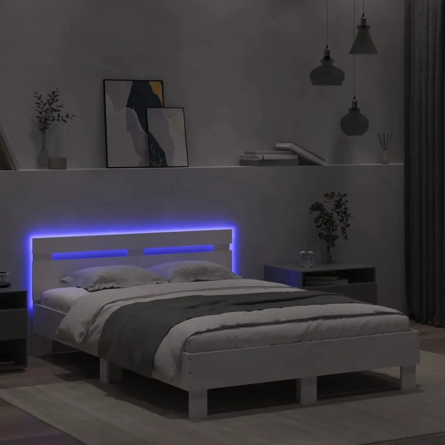 Cadre de lit avec LED sans matelas blanc 120x200 cm - 4