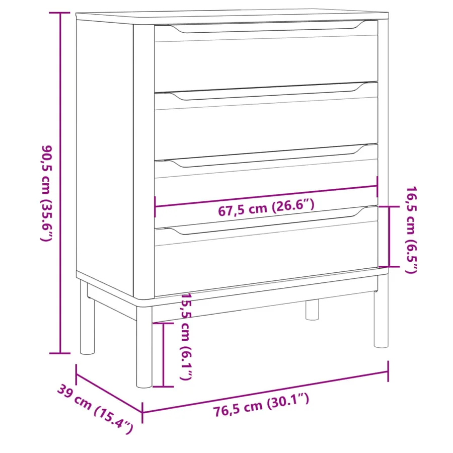 Commode FLORO gris bois de pin massif - 10