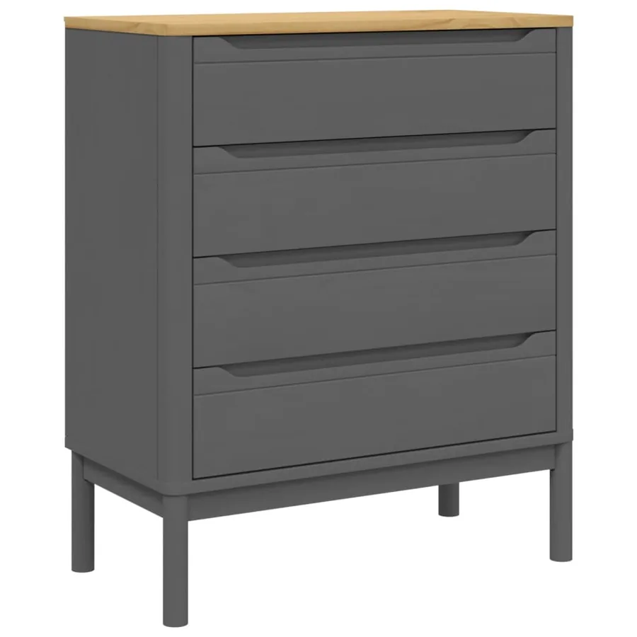 Commode FLORO gris bois de pin massif - 2