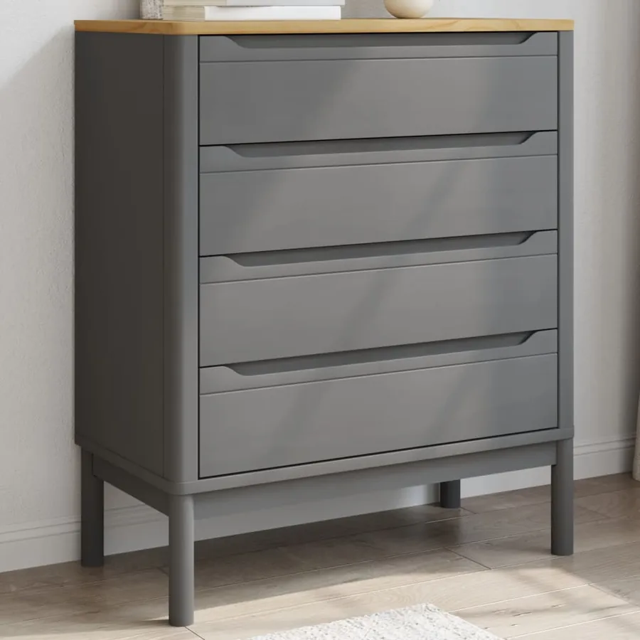 Commode FLORO gris bois de pin massif - 3