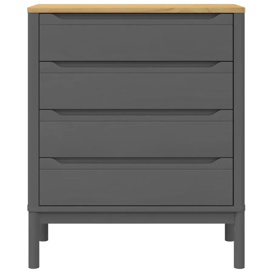 Commode FLORO gris bois de pin massif - 5