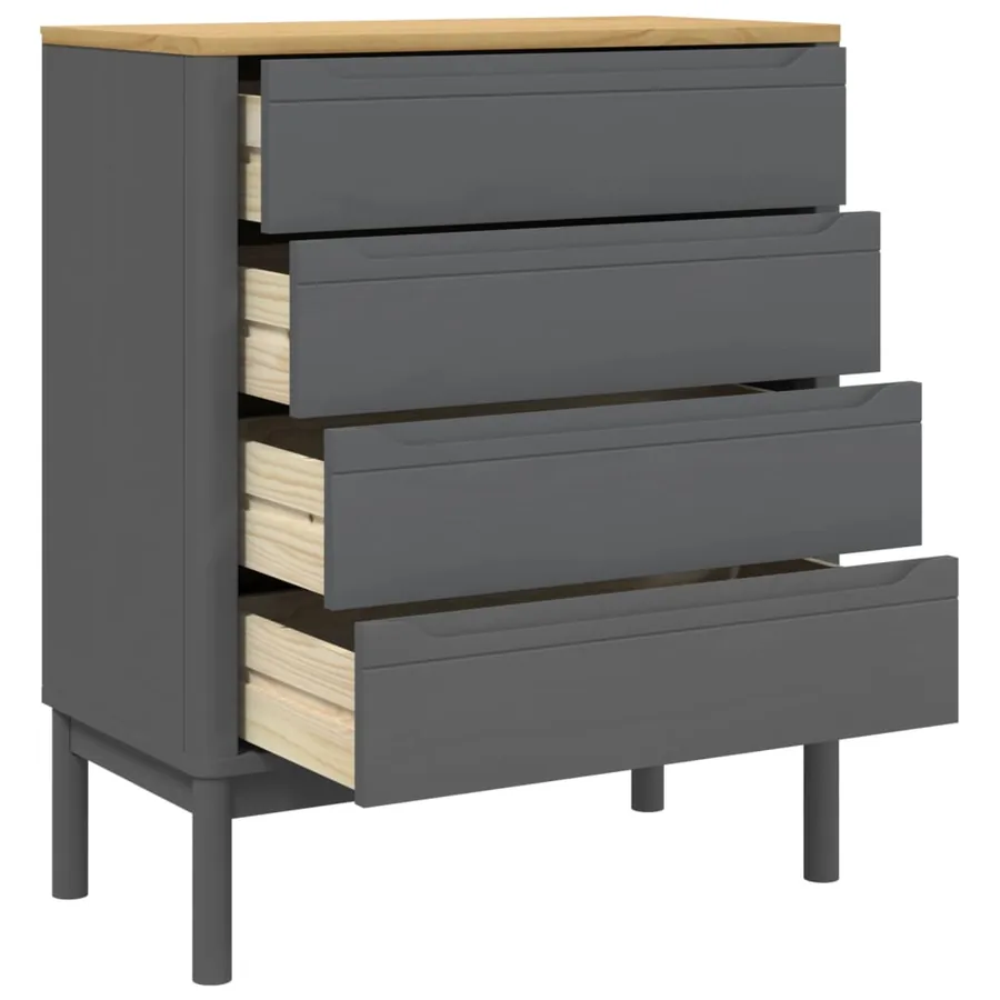 Commode FLORO gris bois de pin massif - 8