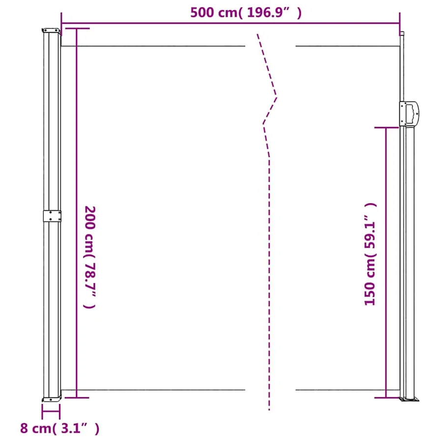 Auvent latéral rétractable marron 200x500 cm - 10
