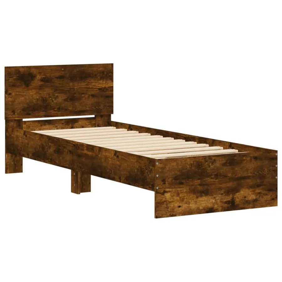Cadre de lit sans matelas avec tête de lit chêne fumé 75x190 cm - 3