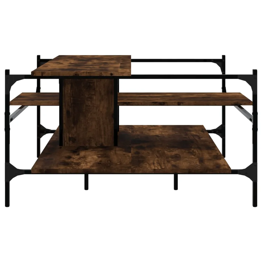 Table basse chêne fumé 100x100x48,5 cm bois d'ingénierie - 6