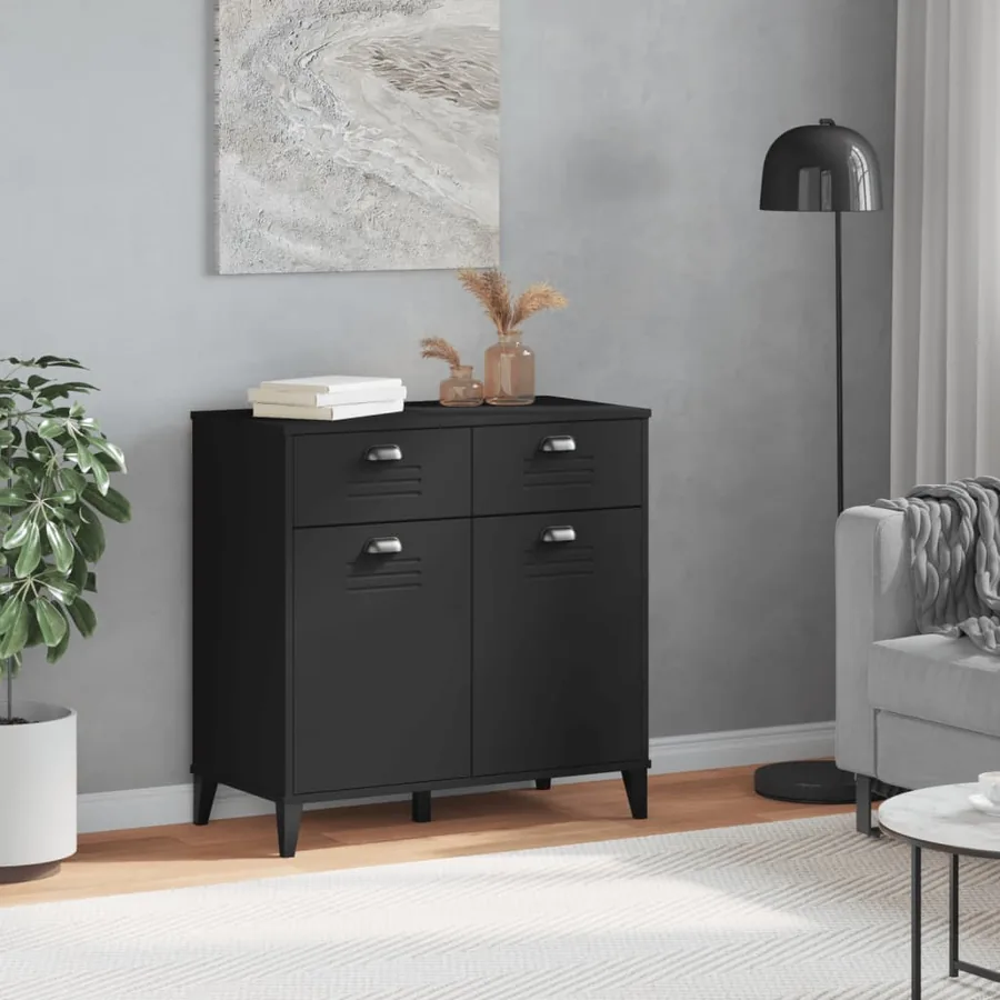 Buffet VIKEN noir 80x40x80 cm bois d'ingénierie - 3