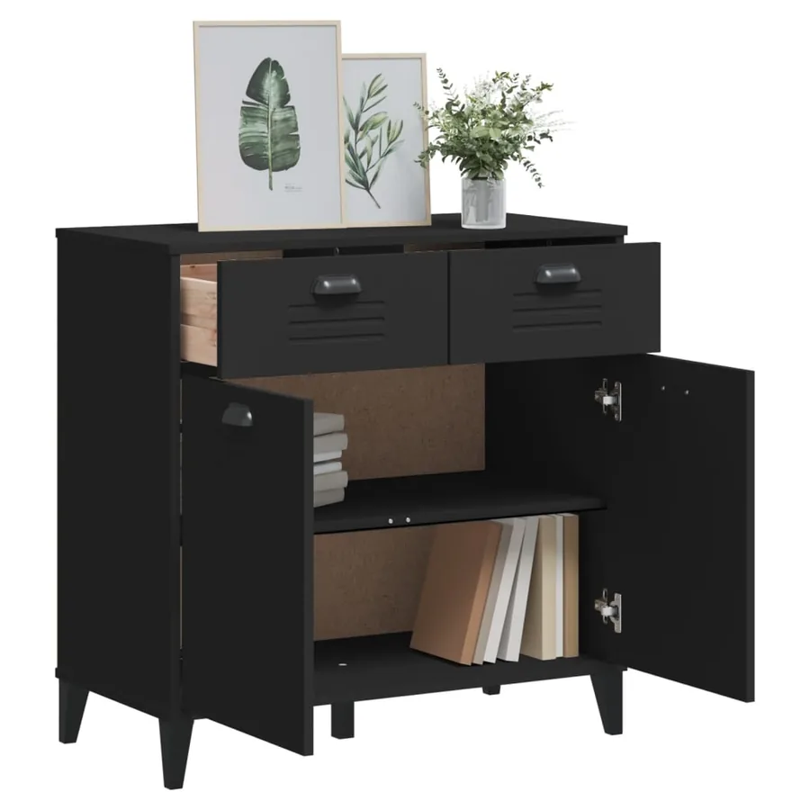 Buffet VIKEN noir 80x40x80 cm bois d'ingénierie - 4