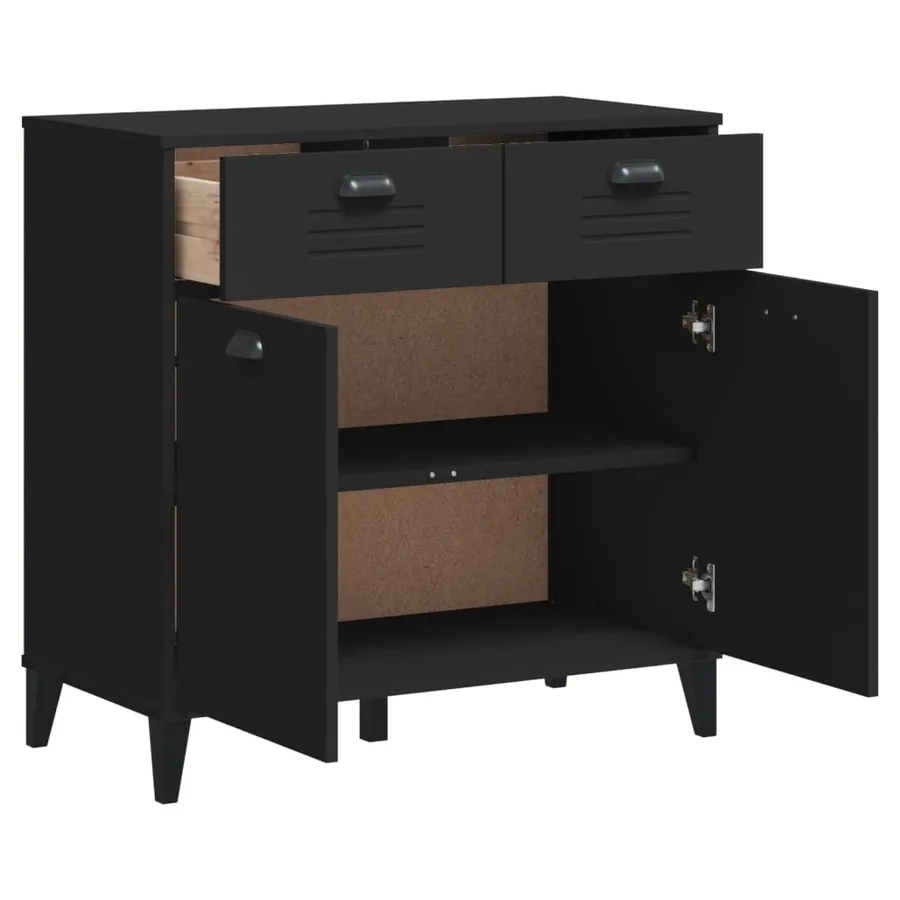Buffet VIKEN noir 80x40x80 cm bois d'ingénierie - 5
