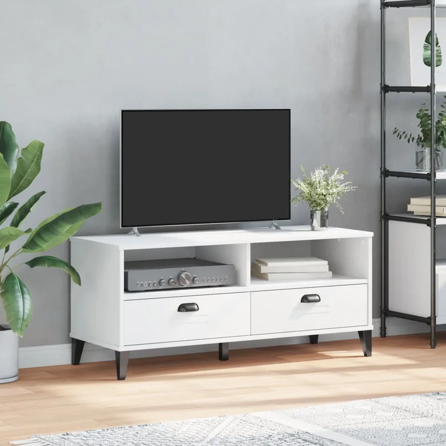 Meuble TV VIKEN blanc bois d'ingénierie - 3