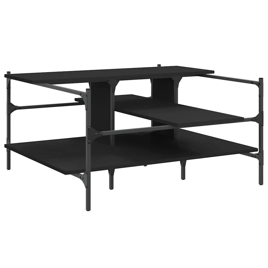 Table basse noir 100x100x48,5 cm bois d'ingénierie - 2