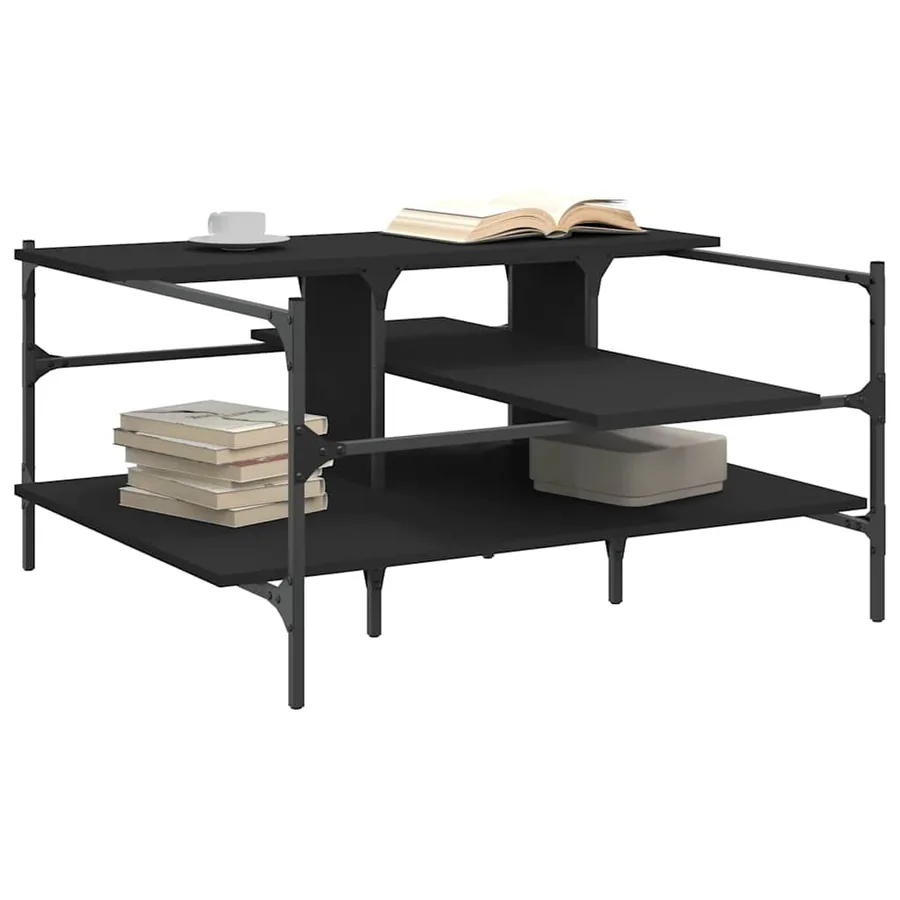 Table basse noir 100x100x48,5 cm bois d'ingénierie - 4