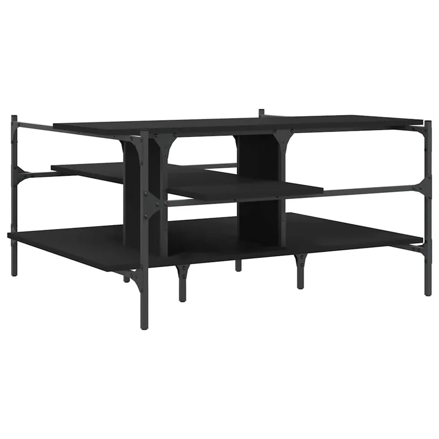 Table basse noir 100x100x48,5 cm bois d'ingénierie - 7