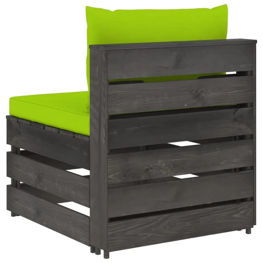 Canapé central sectionnel avec coussins Bois imprégné de gris - 4